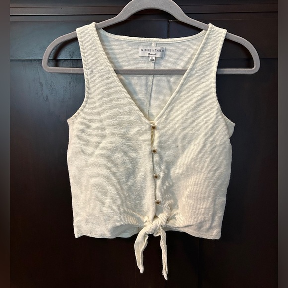 Madewell Texture & Thread Button Front Tie Front Cropped Cotton Tank Top XS - Picture 3 of 7